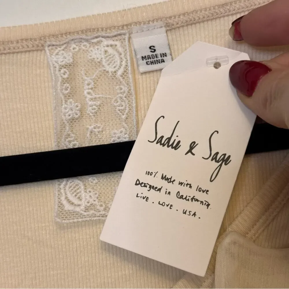 Sadie & Sage Cream Fitted Long Sleeve Bodysuit - Picture 2 of 3